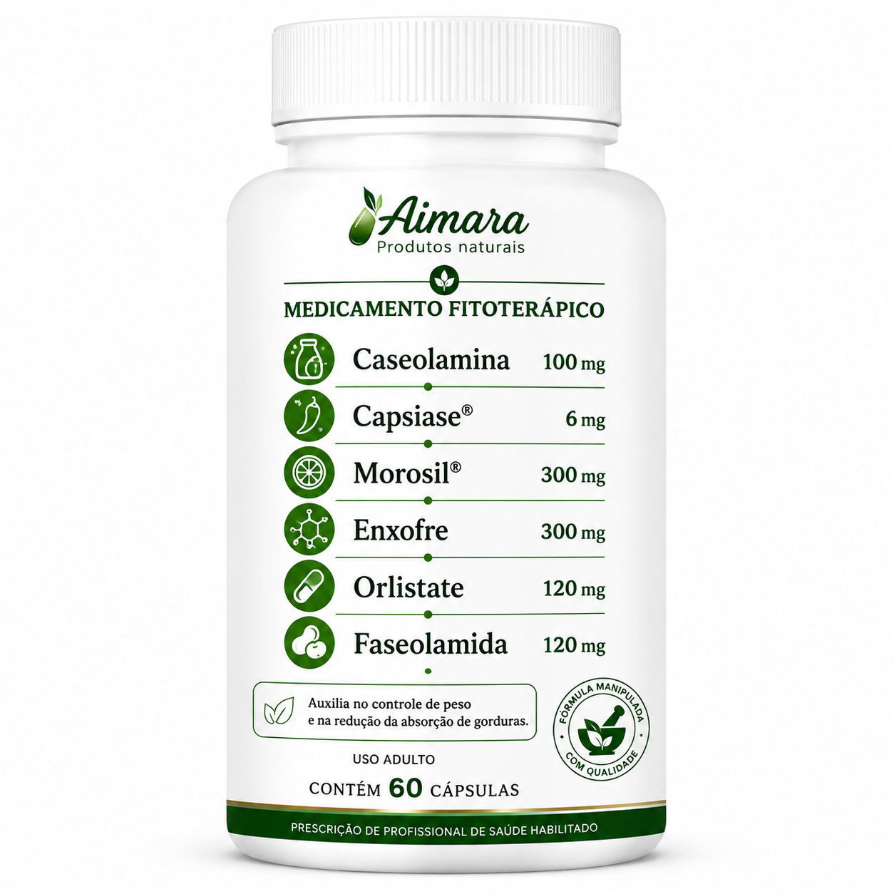 Caseolamina+ Capsiase + Morosil + Enxofre + Orlistate + Faseolamida ( 30 doses)