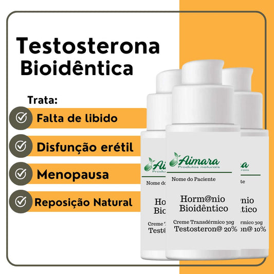 Testosterona Bioidêntica  Base Creme Transdérmica- 30g (Manipulado)
